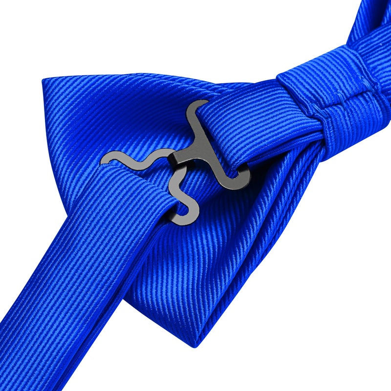 GUSLESON Royal Blue Formal Bow Tie for Wedding Pre-tied Bowtie and Pocket Square Cufflink Sets (0577-07) - Image 4